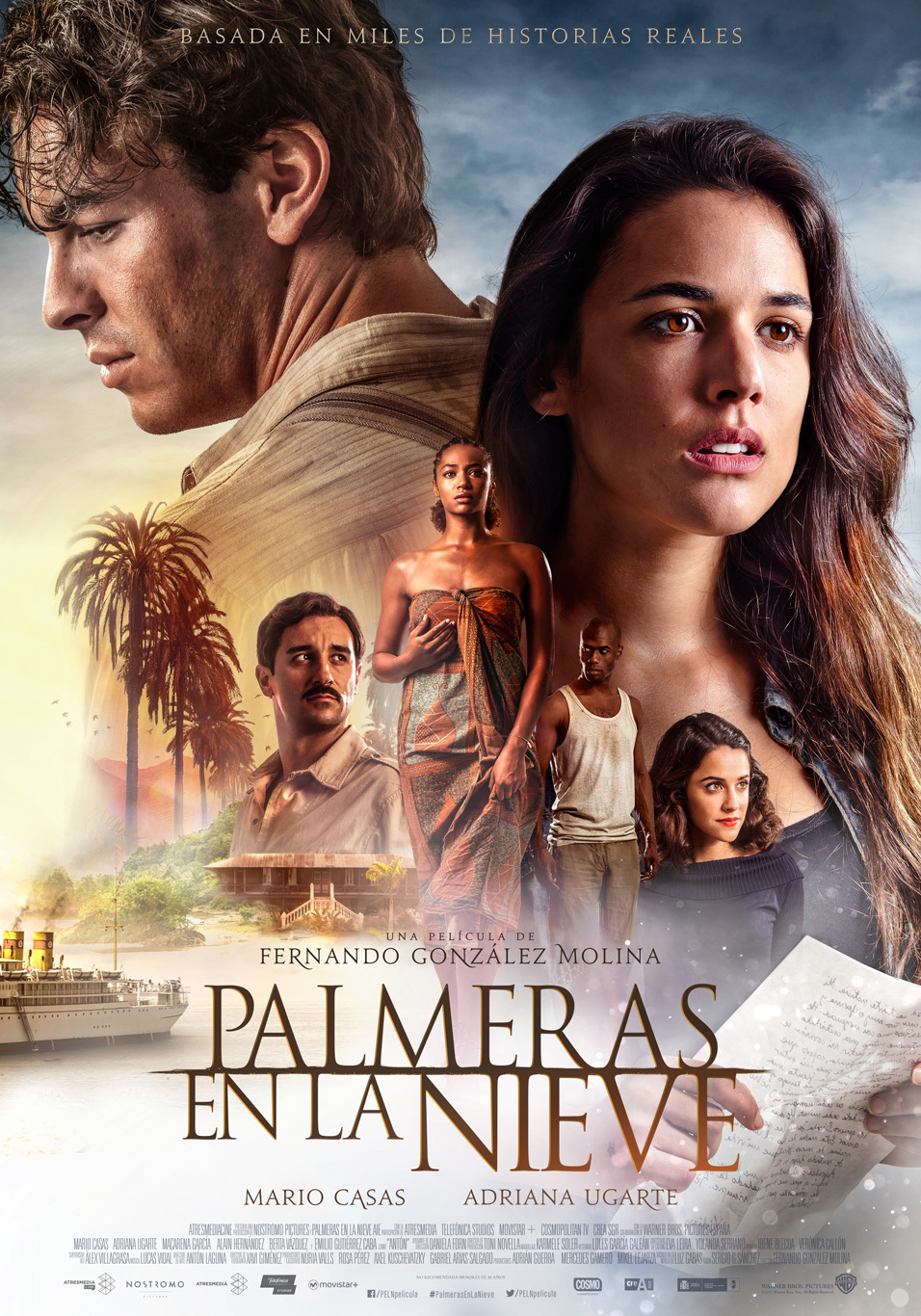 Cartel dePalmeras en la nieve