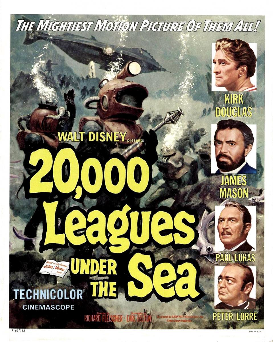 Cartel de20.000 leguas de viaje submarino