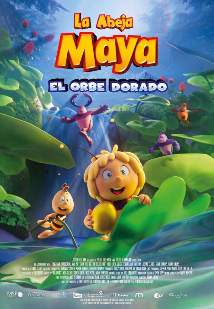 Cartel de La abeja Maya y el orbe dorado